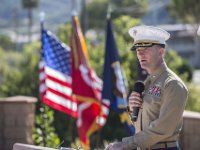 151106-M-NM524-119  Lieutenant Col. Jonathan Smith, the commanding officer of 2nd Battalion, 1st Marine Regiment, gives a speech about the pride of being apart of "The Professionals" during a ceremony aboard Marine Corps Base Camp Pendleton, Calif., Nov. 6, 2015, honoring members of the regiment who gave their lives during the Vietnam War. During the ceremony, plaques bearing the names of the fallen were dedicated in their honor at the Camp Horno Memorial Garden. (U.S. Marine Corps photo by Lance Cpl. Alvin Pujols/Released) : 13th Marine Expeditionary Unit, 13th MEU, COMPTUEX, U.S. Marine Corps, Marines, Marine Corps, Lance Cpl. Alvin Pujols, Composite Training Unit Exercise, Boxer Amphibious Ready Group, BOXARG, Amphibious Squadron 1, PHIBRON 1, The Professionals, Veterans